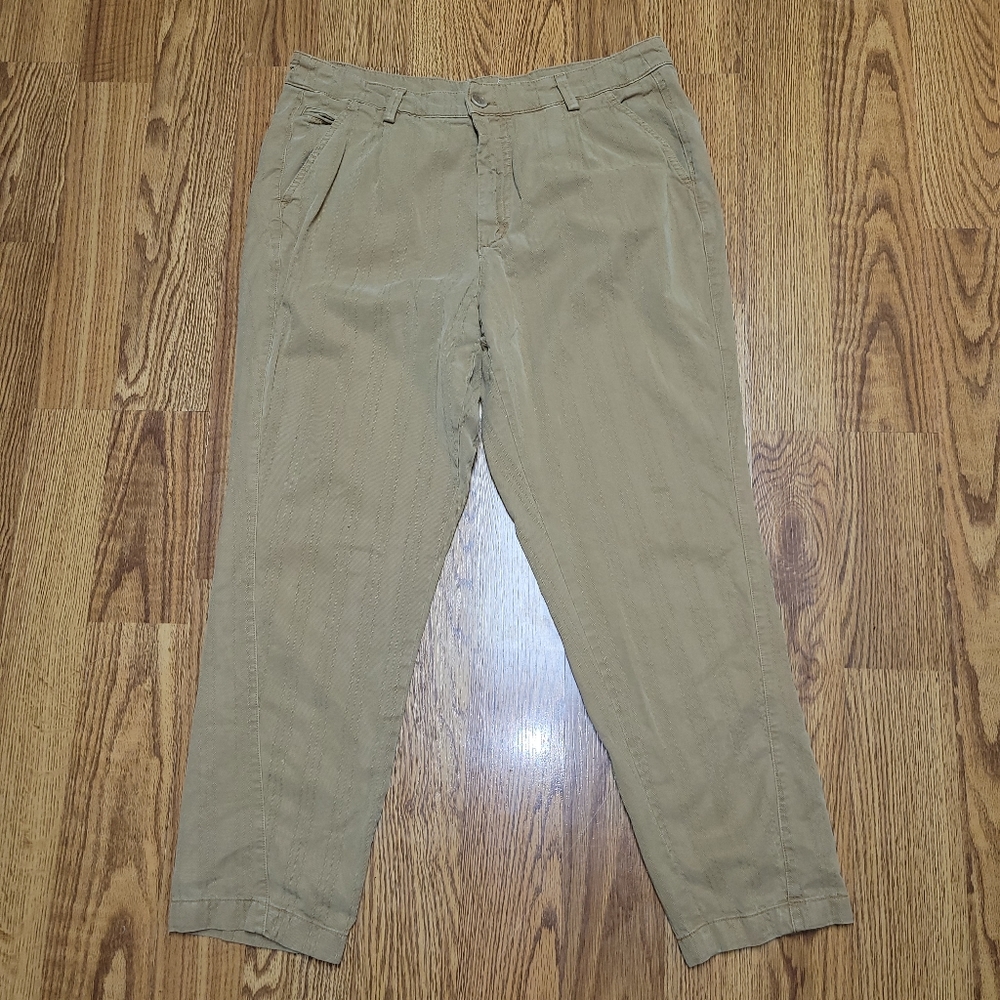 Anthropologie Womens Light Brown Tan Lyocell Cotton Trouser Pants